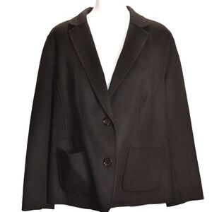 Talbots Woman Petites Black Wool Blend Two Button Blazer Jacket 18WP Soft Career